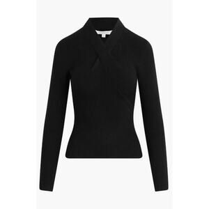 Favorite Daughter Made You Look Ribbed Long Sleeve Womens Size M Black Twist Top